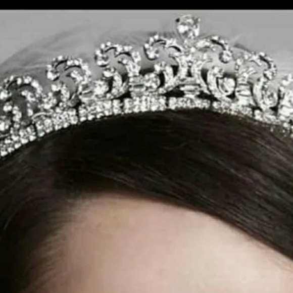 Davids Bridal Tiara with crystal scroll design main image 6